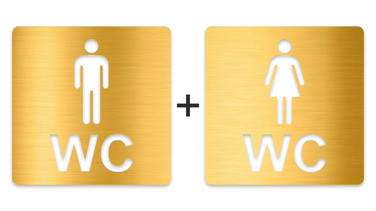 3D WC Schild, Metall-Optik, Hochglanz/Matt, selbstklebend, Damen, Herren, Türschild, Hinweisschild, Toilette, Acryl/Holz (Damen, Beere)