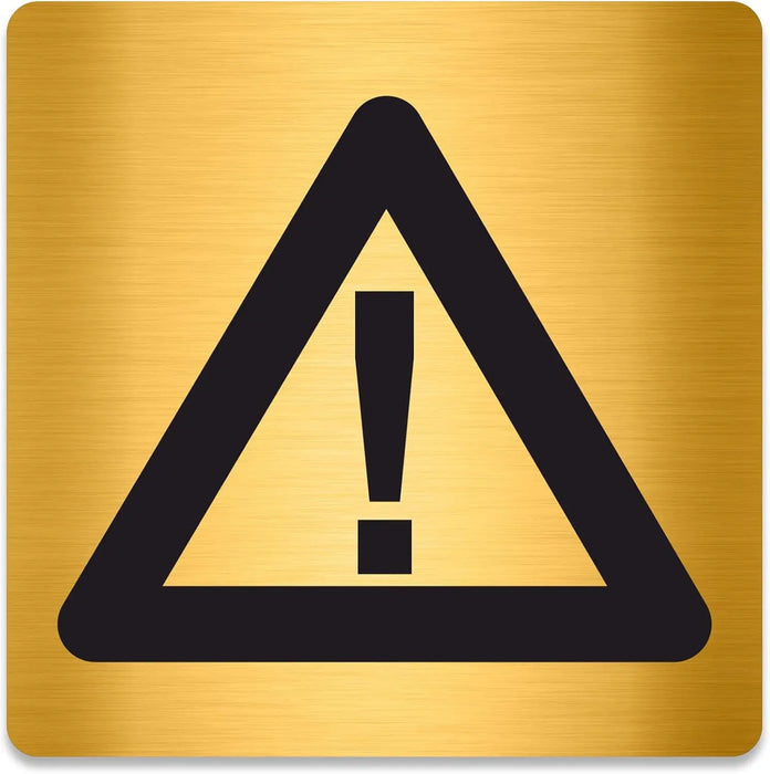 Blacked LaserTEC Leitsysteme - Acryl Schild - Eckig 12 x 12 cm - Selbstklebend - Gold gebürstet - Metall-Optik - UV beständig - Für Innen und Außen (Achtung)