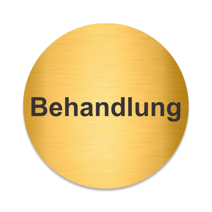 Blacked LaserTEC Leitsysteme - Acryl Schild - Rund 10 cm Durchmesser - Selbstklebend - Gold gebürstet - Metall-Optik - UV beständig - Für Innen und Außen (Achtung)