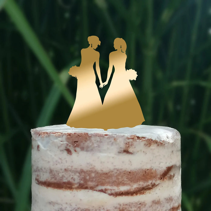 Cake Topper (Frauenpaar), Mrs & Mrs, Hochzeit, Verlobung, Trauung, Acryl/Holz, Tortenstecker, Tortenfigur, Tortendeko, Hochzeitstorte, Frau und Frau, Gay, Lesbisch, Cake Board (Beere)
