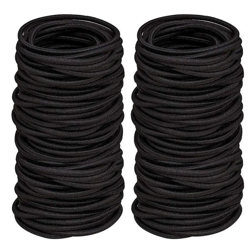 TIYUPA 100 Stück elastische Haarbänder, 2 mm elastische Haargummis, Pferdeschwanzhalter, große Haargummis ohne Metall, sanfte Gummibänder für Damen, Herren, Mädchen, Kinder, Schwarz