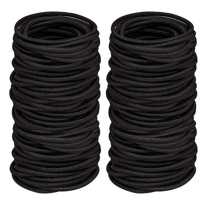 TIYUPA 100 Stück elastische Haarbänder, 2 mm elastische Haargummis, Pferdeschwanzhalter, große Haargummis ohne Metall, sanfte Gummibänder für Damen, Herren, Mädchen, Kinder, Schwarz