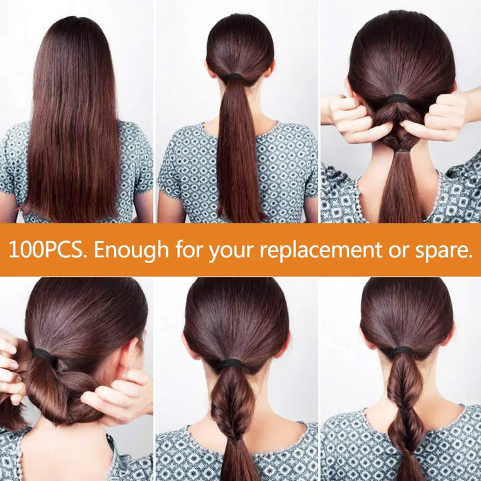 TIYUPA 100 Stück elastische Haarbänder, 2 mm elastische Haargummis, Pferdeschwanzhalter, große Haargummis ohne Metall, sanfte Gummibänder für Damen, Herren, Mädchen, Kinder, Schwarz