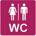 3D WC Schild, Hochglanz, Matt, selbstklebend, Damen, Herren, Türschild, Piktogramm, Markierung, Toilette, Acryl/Holz (Beere)
