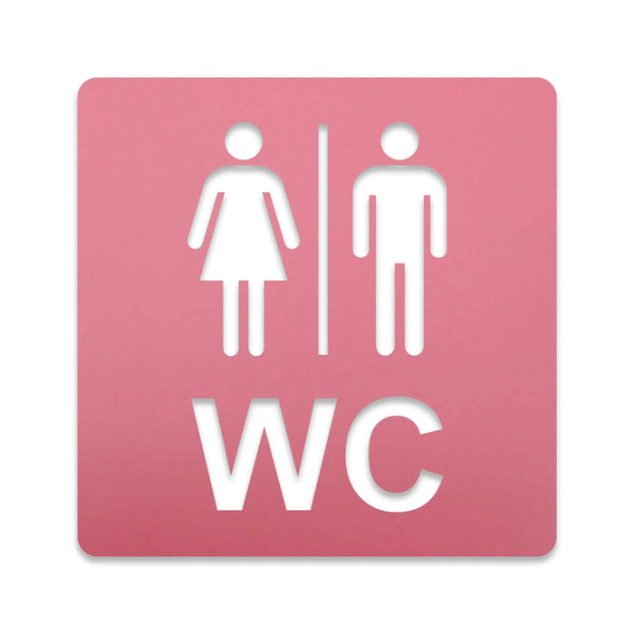 3D WC Schild, Hochglanz, Matt, selbstklebend, Damen, Herren, Türschild, Piktogramm, Markierung, Toilette, Acryl/Holz (Beere)