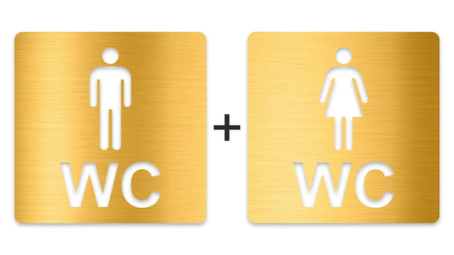 3D WC Schild, Metall-Optik, Hochglanz/Matt, selbstklebend, Damen, Herren, Türschild, Hinweisschild, Toilette, Acryl/Holz (Damen, Beere)