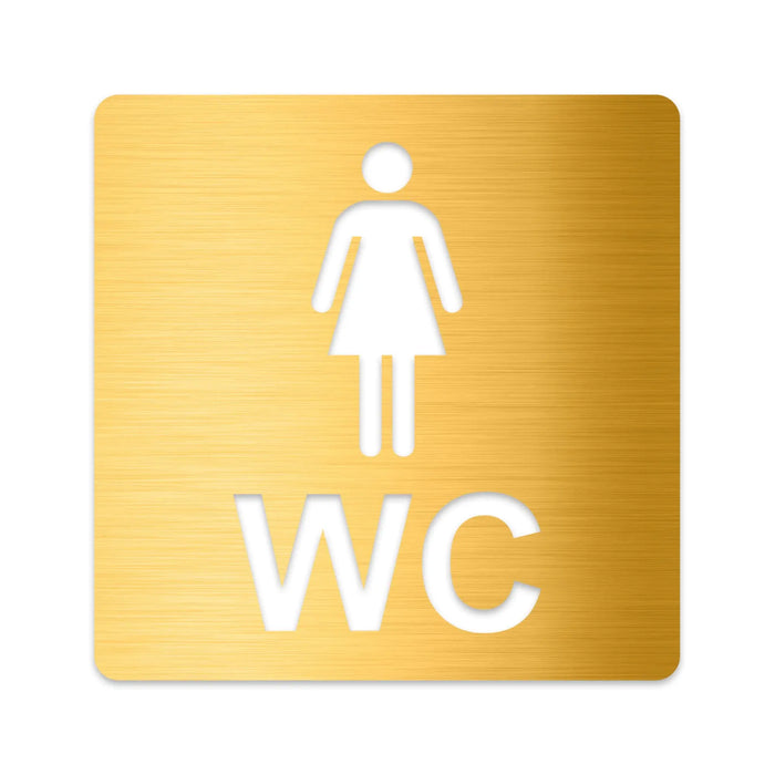 3D WC Schild, Metall-Optik, Hochglanz/Matt, selbstklebend, Damen, Herren, Türschild, Hinweisschild, Toilette, Acryl/Holz (Damen, Beere)