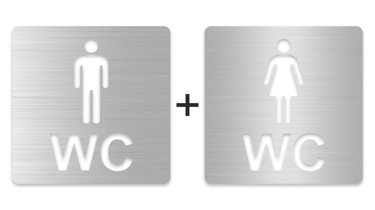 3D WC Schild, Metall-Optik, Hochglanz/Matt, selbstklebend, Damen, Herren, Türschild, Hinweisschild, Toilette, Acryl/Holz (Damen, Beere)