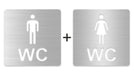 3D WC Schild, Metall-Optik, Hochglanz/Matt, selbstklebend, Damen, Herren, Türschild, Hinweisschild, Toilette, Acryl/Holz (Damen, Beere)