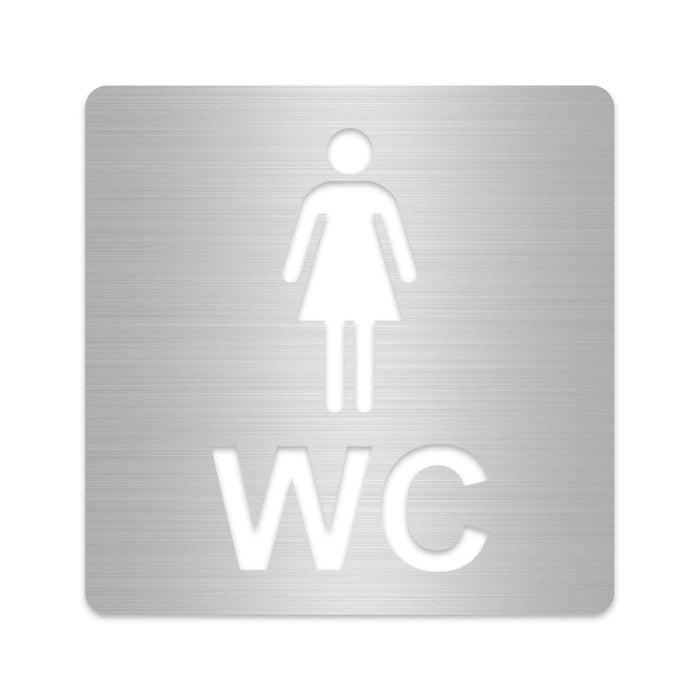 3D WC Schild, Metall-Optik, Hochglanz/Matt, selbstklebend, Damen, Herren, Türschild, Hinweisschild, Toilette, Acryl/Holz (Damen, Beere)