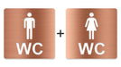 3D WC Schild, Metall-Optik, Hochglanz/Matt, selbstklebend, Damen, Herren, Türschild, Hinweisschild, Toilette, Acryl/Holz (Damen, Beere)