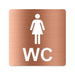 3D WC Schild, Metall-Optik, Hochglanz/Matt, selbstklebend, Damen, Herren, Türschild, Hinweisschild, Toilette, Acryl/Holz (Damen, Beere)