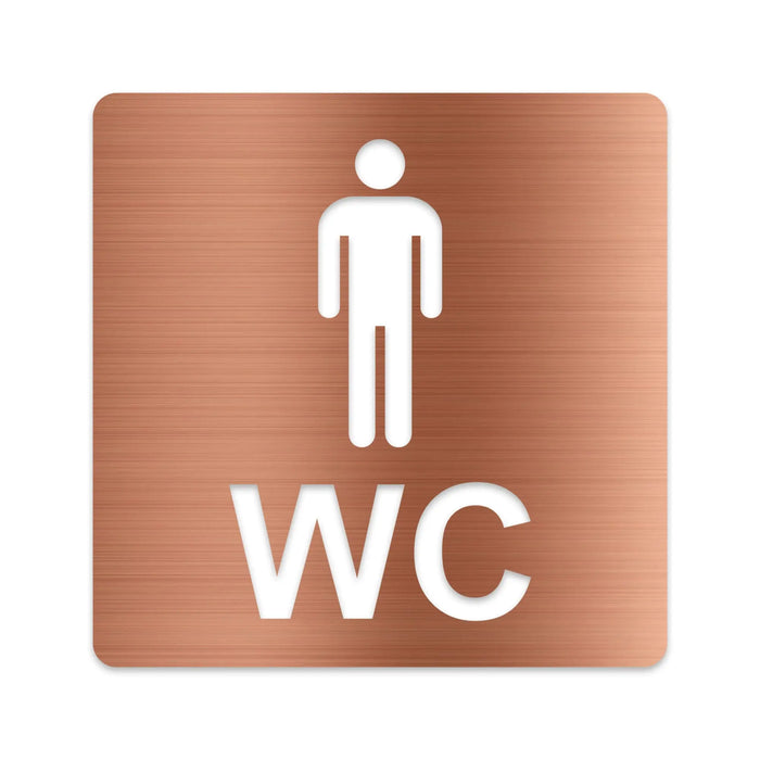 3D WC Schild, Metall-Optik, Hochglanz/Matt, selbstklebend, Damen, Herren, Türschild, Hinweisschild, Toilette, Acryl/Holz (Damen, Beere)