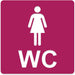 3D WC Schild, Metall-Optik, Hochglanz/Matt, selbstklebend, Damen, Herren, Türschild, Hinweisschild, Toilette, Acryl/Holz (Damen, Beere)