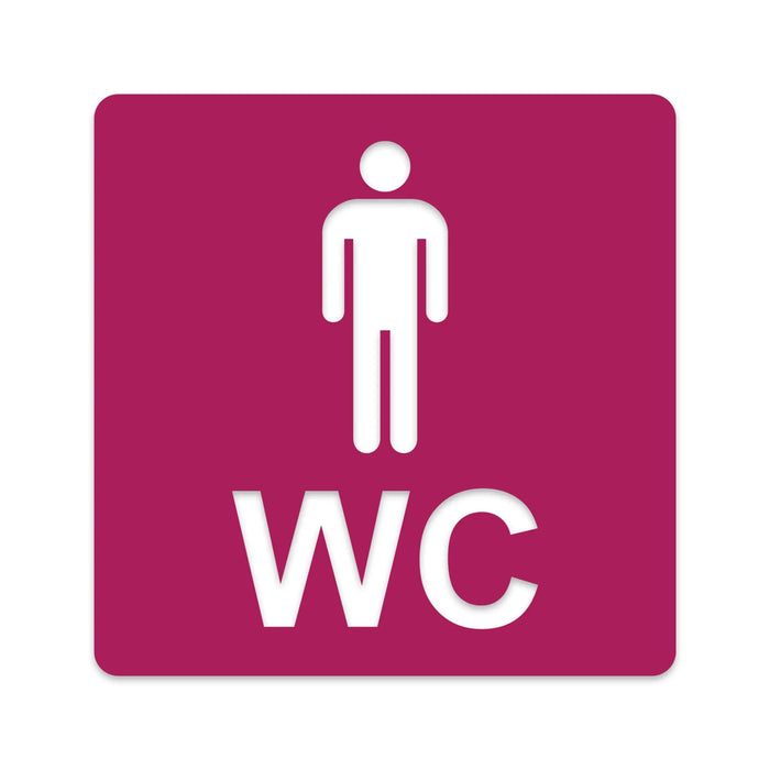 3D WC Schild, Metall-Optik, Hochglanz/Matt, selbstklebend, Damen, Herren, Türschild, Hinweisschild, Toilette, Acryl/Holz (Damen, Beere)