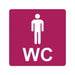 3D WC Schild, Metall-Optik, Hochglanz/Matt, selbstklebend, Damen, Herren, Türschild, Hinweisschild, Toilette, Acryl/Holz (Damen, Beere)