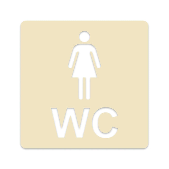 3D WC Schild, Metall-Optik, Hochglanz/Matt, selbstklebend, Damen, Herren, Türschild, Hinweisschild, Toilette, Acryl/Holz (Damen, Beere)