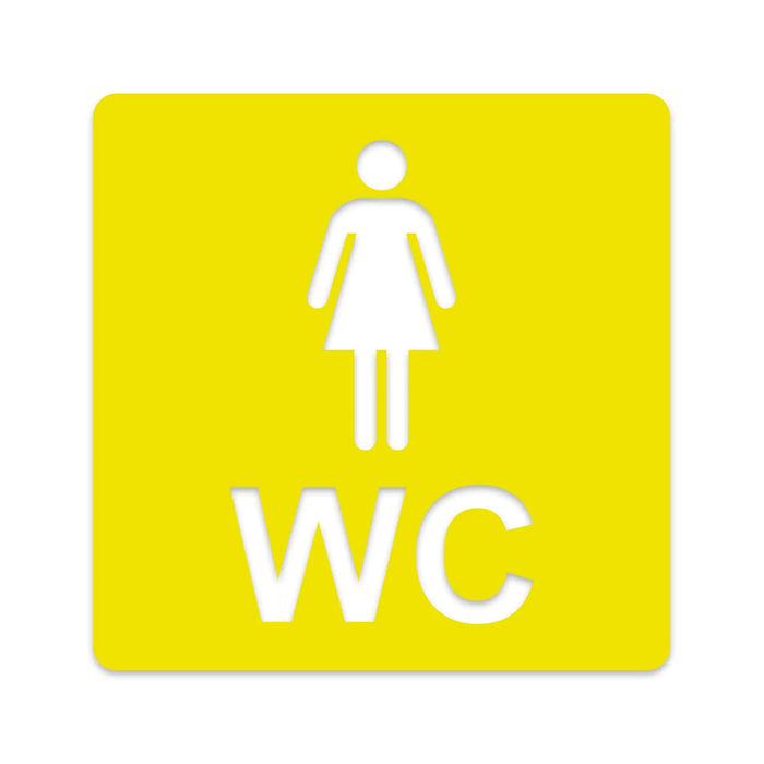 3D WC Schild, Metall-Optik, Hochglanz/Matt, selbstklebend, Damen, Herren, Türschild, Hinweisschild, Toilette, Acryl/Holz (Damen, Beere)