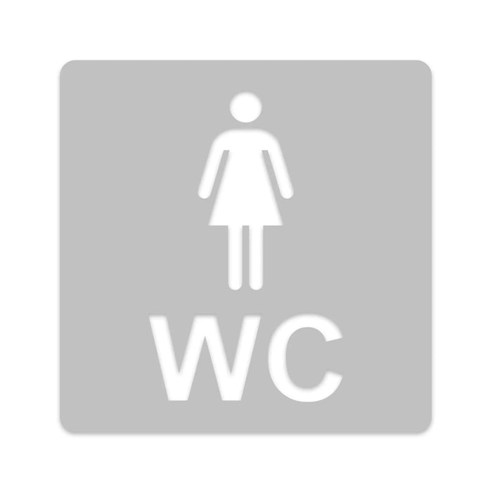 3D WC Schild, Metall-Optik, Hochglanz/Matt, selbstklebend, Damen, Herren, Türschild, Hinweisschild, Toilette, Acryl/Holz (Damen, Beere)