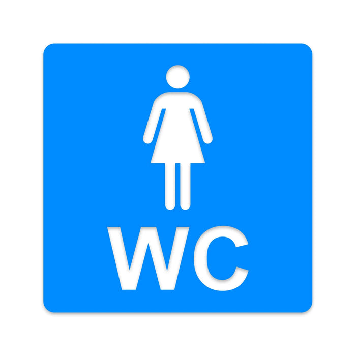 3D WC Schild, Metall-Optik, Hochglanz/Matt, selbstklebend, Damen, Herren, Türschild, Hinweisschild, Toilette, Acryl/Holz (Damen, Beere)