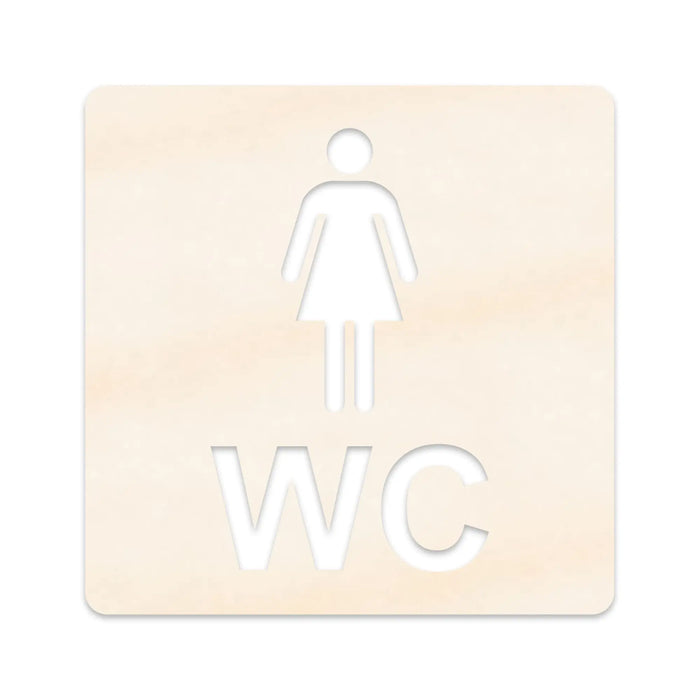 3D WC Schild, Metall-Optik, Hochglanz/Matt, selbstklebend, Damen, Herren, Türschild, Hinweisschild, Toilette, Acryl/Holz (Damen, Beere)
