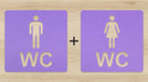 3D WC Schild, Metall-Optik, Hochglanz/Matt, selbstklebend, Damen, Herren, Türschild, Hinweisschild, Toilette, Acryl/Holz (Damen, Beere)