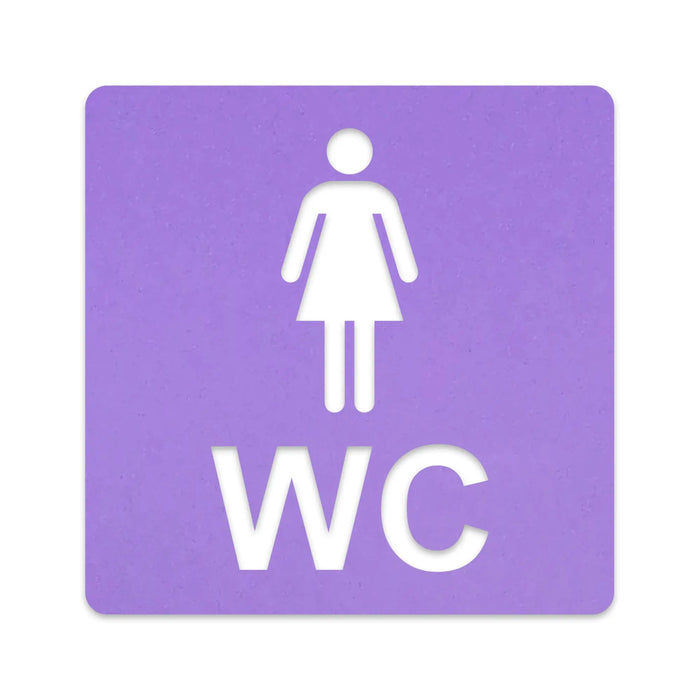 3D WC Schild, Metall-Optik, Hochglanz/Matt, selbstklebend, Damen, Herren, Türschild, Hinweisschild, Toilette, Acryl/Holz (Damen, Beere)
