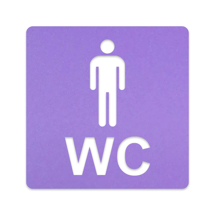 3D WC Schild, Metall-Optik, Hochglanz/Matt, selbstklebend, Damen, Herren, Türschild, Hinweisschild, Toilette, Acryl/Holz (Damen, Beere)