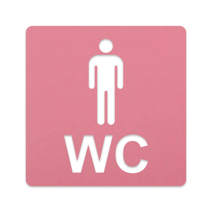 3D WC Schild, Metall-Optik, Hochglanz/Matt, selbstklebend, Damen, Herren, Türschild, Hinweisschild, Toilette, Acryl/Holz (Damen, Beere)