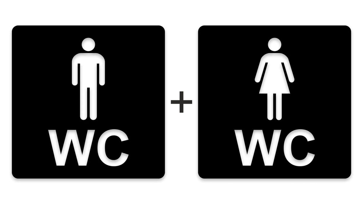 3D WC Schild, Metall-Optik, Hochglanz/Matt, selbstklebend, Damen, Herren, Türschild, Hinweisschild, Toilette, Acryl/Holz (Damen, Beere)