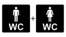 3D WC Schild, Metall-Optik, Hochglanz/Matt, selbstklebend, Damen, Herren, Türschild, Hinweisschild, Toilette, Acryl/Holz (Damen, Beere)