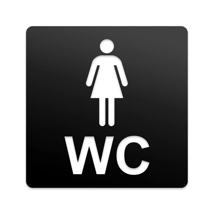 3D WC Schild, Metall-Optik, Hochglanz/Matt, selbstklebend, Damen, Herren, Türschild, Hinweisschild, Toilette, Acryl/Holz (Damen, Beere)