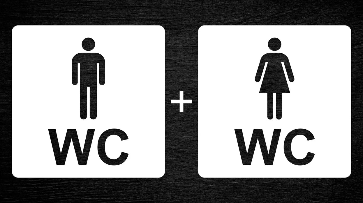 3D WC Schild, Metall-Optik, Hochglanz/Matt, selbstklebend, Damen, Herren, Türschild, Hinweisschild, Toilette, Acryl/Holz (Damen, Beere)