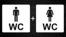 3D WC Schild, Metall-Optik, Hochglanz/Matt, selbstklebend, Damen, Herren, Türschild, Hinweisschild, Toilette, Acryl/Holz (Damen, Beere)