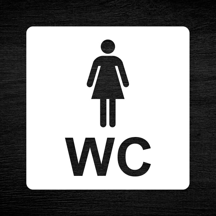 3D WC Schild, Metall-Optik, Hochglanz/Matt, selbstklebend, Damen, Herren, Türschild, Hinweisschild, Toilette, Acryl/Holz (Damen, Beere)