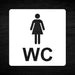 3D WC Schild, Metall-Optik, Hochglanz/Matt, selbstklebend, Damen, Herren, Türschild, Hinweisschild, Toilette, Acryl/Holz (Damen, Beere)