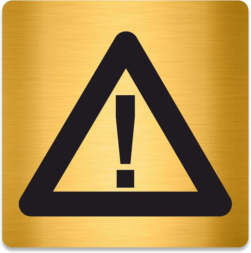 Blacked LaserTEC Leitsysteme - Acryl Schild - Eckig 12 x 12 cm - Selbstklebend - Gold gebürstet - Metall-Optik - UV beständig - Für Innen und Außen (Achtung)