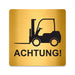 Blacked LaserTEC Leitsysteme - Acryl Schild - Eckig 12 x 12 cm - Selbstklebend - Gold gebürstet - Metall-Optik - UV beständig - Für Innen und Außen (Achtung)