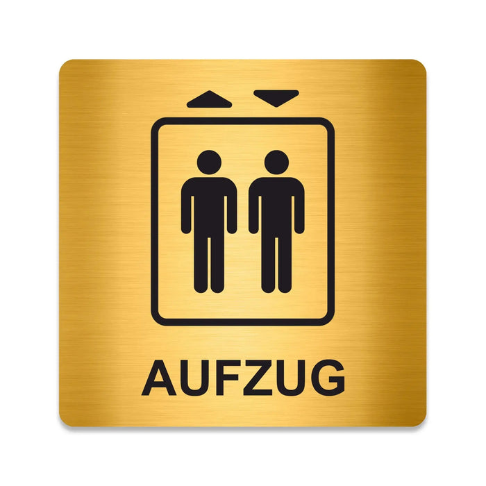 Blacked LaserTEC Leitsysteme - Acryl Schild - Eckig 12 x 12 cm - Selbstklebend - Gold gebürstet - Metall-Optik - UV beständig - Für Innen und Außen (Achtung)