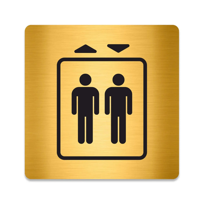 Blacked LaserTEC Leitsysteme - Acryl Schild - Eckig 12 x 12 cm - Selbstklebend - Gold gebürstet - Metall-Optik - UV beständig - Für Innen und Außen (Achtung)