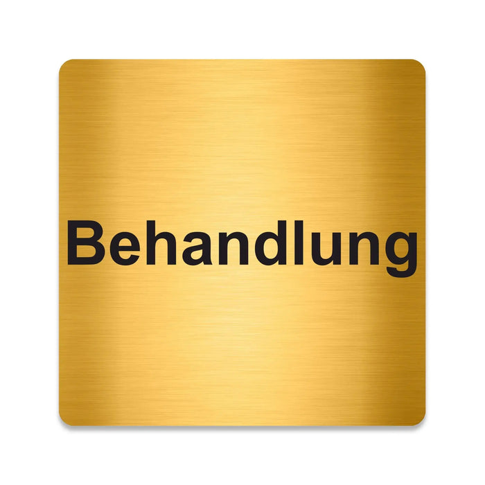 Blacked LaserTEC Leitsysteme - Acryl Schild - Eckig 12 x 12 cm - Selbstklebend - Gold gebürstet - Metall-Optik - UV beständig - Für Innen und Außen (Achtung)