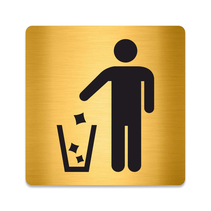 Blacked LaserTEC Leitsysteme - Acryl Schild - Eckig 12 x 12 cm - Selbstklebend - Gold gebürstet - Metall-Optik - UV beständig - Für Innen und Außen (Achtung)