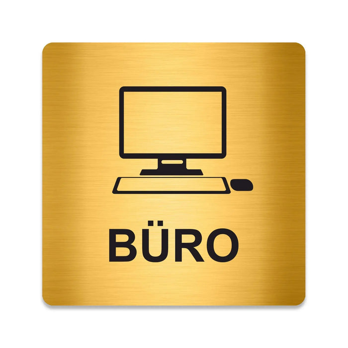 Blacked LaserTEC Leitsysteme - Acryl Schild - Eckig 12 x 12 cm - Selbstklebend - Gold gebürstet - Metall-Optik - UV beständig - Für Innen und Außen (Achtung)