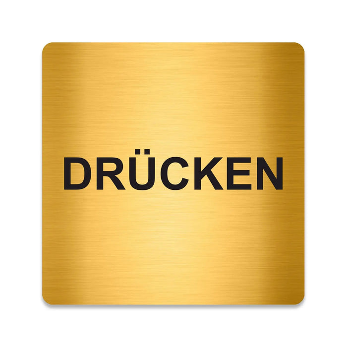 Blacked LaserTEC Leitsysteme - Acryl Schild - Eckig 12 x 12 cm - Selbstklebend - Gold gebürstet - Metall-Optik - UV beständig - Für Innen und Außen (Achtung)