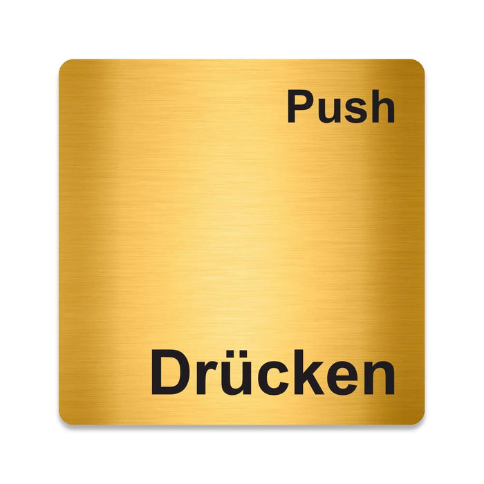 Blacked LaserTEC Leitsysteme - Acryl Schild - Eckig 12 x 12 cm - Selbstklebend - Gold gebürstet - Metall-Optik - UV beständig - Für Innen und Außen (Achtung)