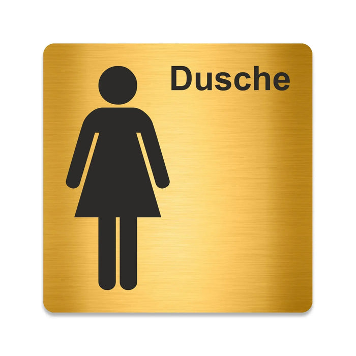 Blacked LaserTEC Leitsysteme - Acryl Schild - Eckig 12 x 12 cm - Selbstklebend - Gold gebürstet - Metall-Optik - UV beständig - Für Innen und Außen (Achtung)