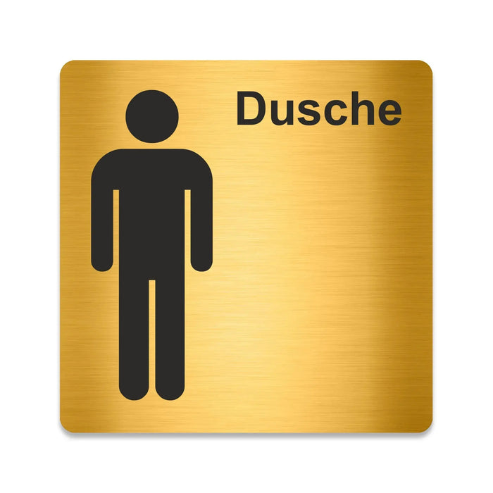 Blacked LaserTEC Leitsysteme - Acryl Schild - Eckig 12 x 12 cm - Selbstklebend - Gold gebürstet - Metall-Optik - UV beständig - Für Innen und Außen (Achtung)