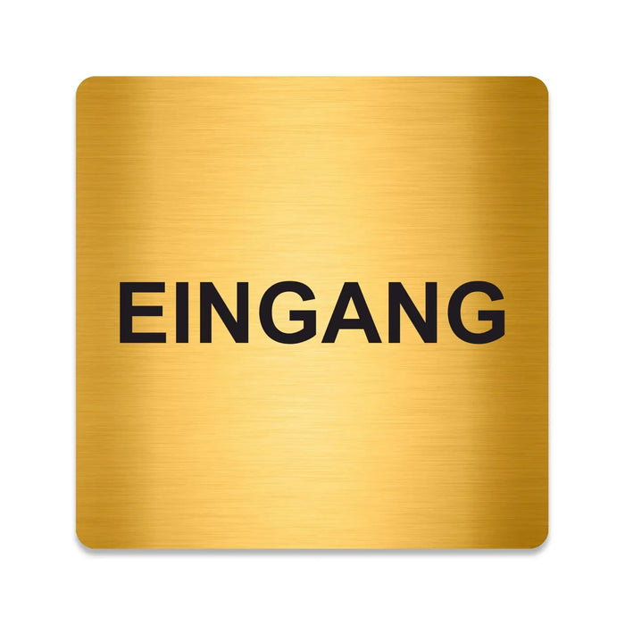 Blacked LaserTEC Leitsysteme - Acryl Schild - Eckig 12 x 12 cm - Selbstklebend - Gold gebürstet - Metall-Optik - UV beständig - Für Innen und Außen (Achtung)