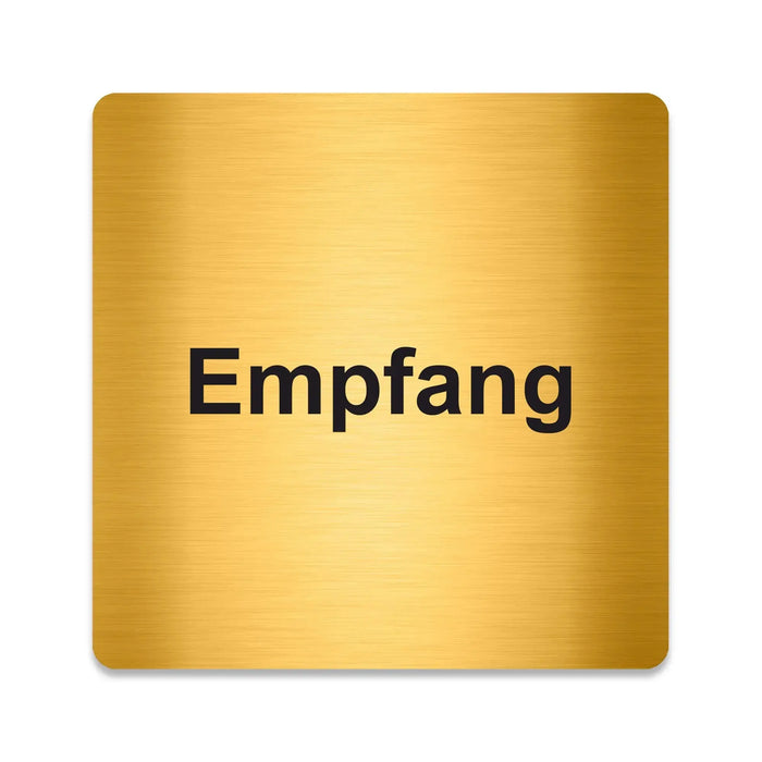 Blacked LaserTEC Leitsysteme - Acryl Schild - Eckig 12 x 12 cm - Selbstklebend - Gold gebürstet - Metall-Optik - UV beständig - Für Innen und Außen (Achtung)