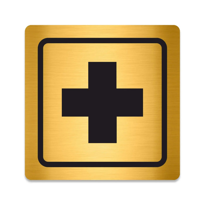 Blacked LaserTEC Leitsysteme - Acryl Schild - Eckig 12 x 12 cm - Selbstklebend - Gold gebürstet - Metall-Optik - UV beständig - Für Innen und Außen (Achtung)